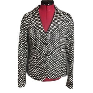 NWT New York & Co Blazer Women’s Size 6 Black & White Cotton Long Sleeve Button
